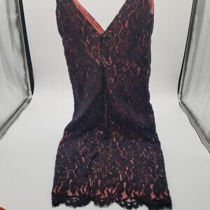 Trina Turk Black Lace & Pink Sheath Mini Dress Size 2